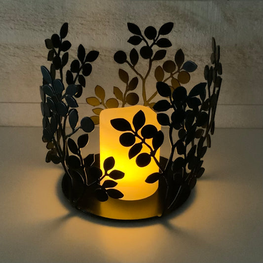 Ljuslykta 'Blåbärsris' inklusive LED-blockljus