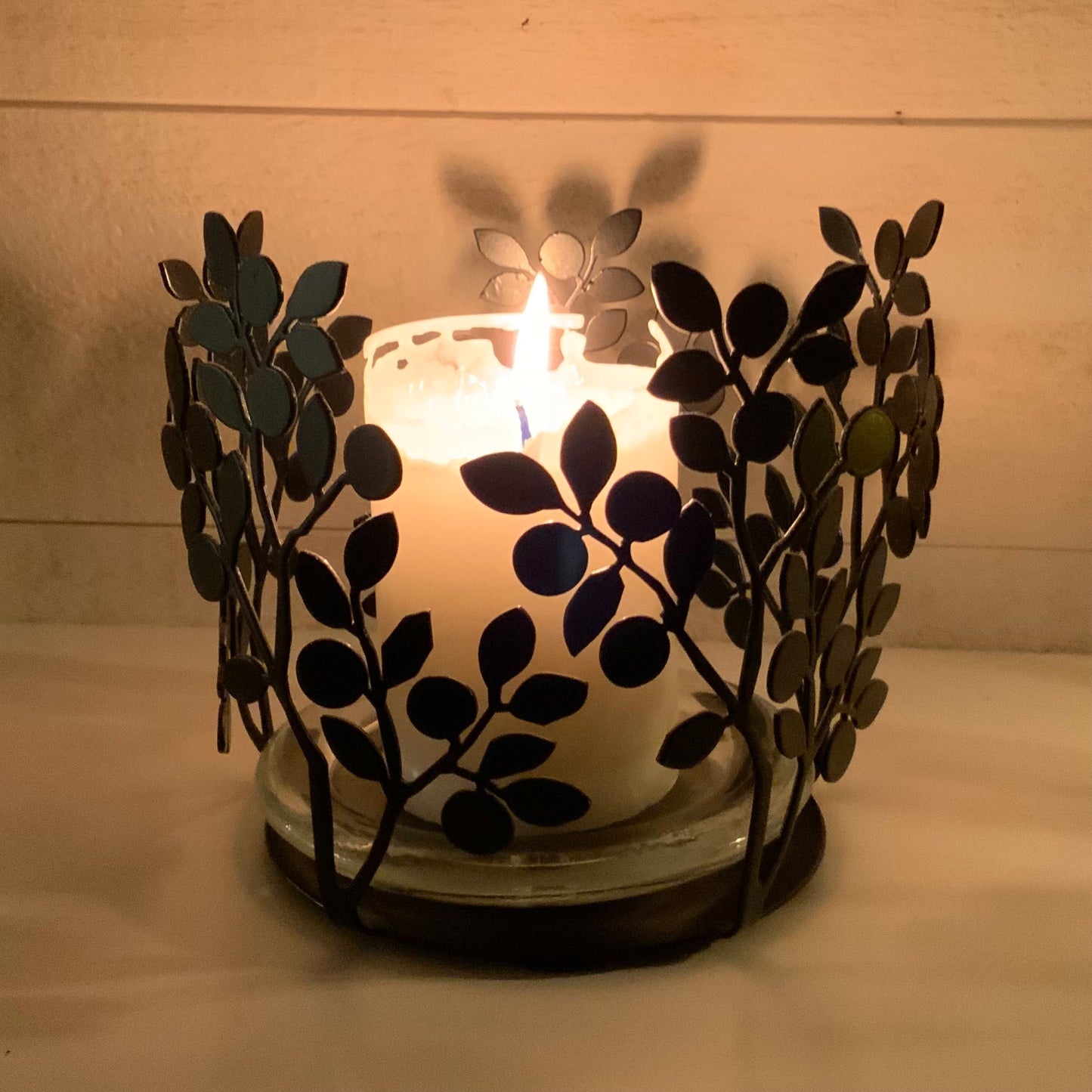 Ljuslykta 'Blåbärsris' inklusive LED-blockljus