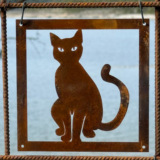 Prydnadsplatta Katten Karin 13 x 13 - rostig