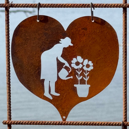 Prydnadsplatta Hjärta Trädgårdslycka 13 x 13 - rostig