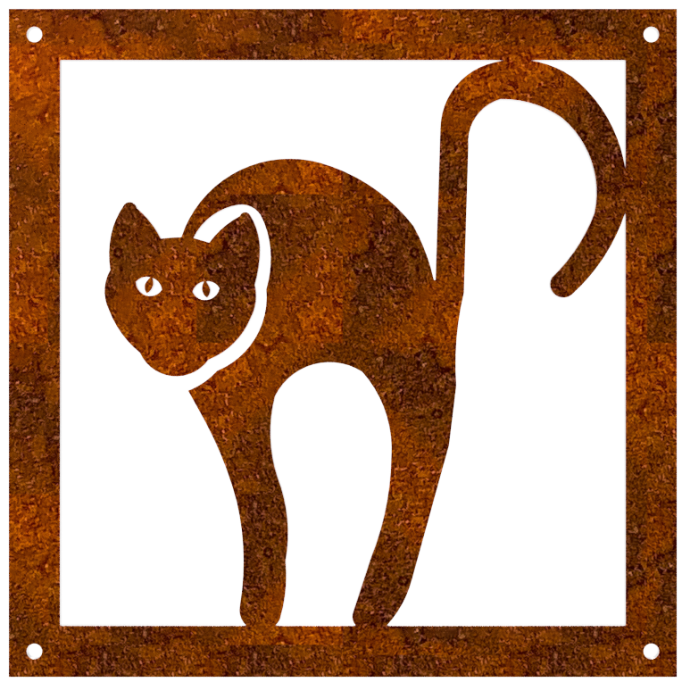 Prydnadsplatta Katten Klas 13 x 13 - rostig