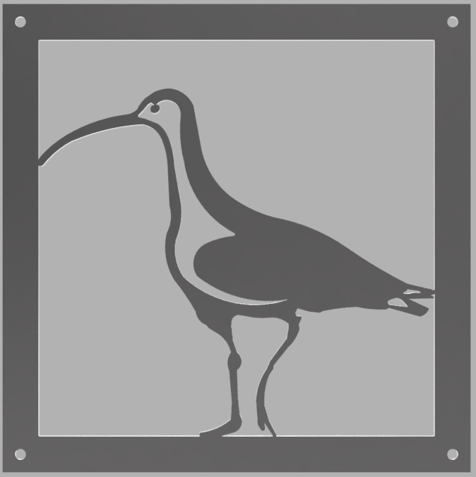 Prydnadsplatta Storspoven Sture 13 x 13 - rostig