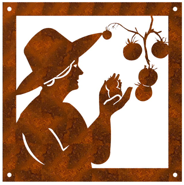 Prydnadsplatta Tomatskörd 13 x 13 - rostig