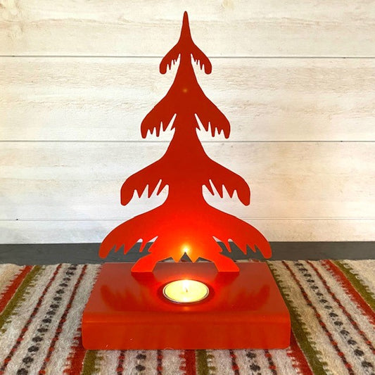Ljusstake Gran, 38 cm, röd
