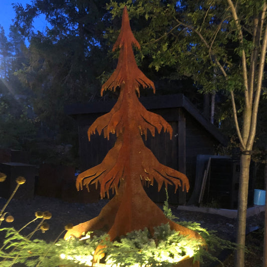 Gran i cortenstål - höjd 100 cm, med rost