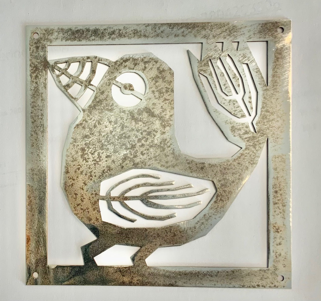 Prydnadsplatta Fågel Fia 13 x 13 - rostig