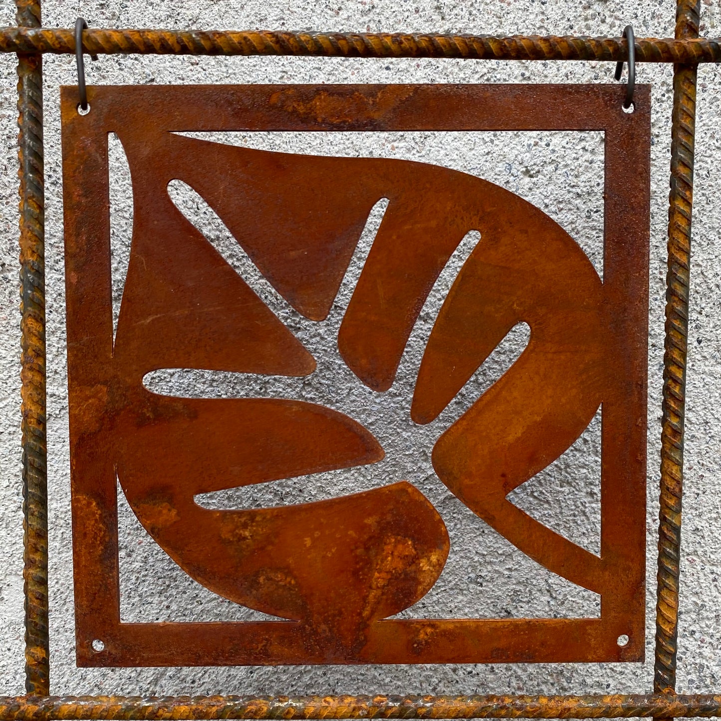 Prydnadsplatta Löv med ram 13 x 13 - rostig