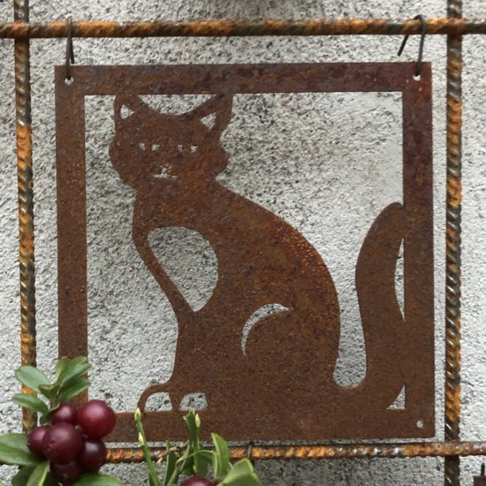 Prydnadsplatta Katten Knut 13 x 13 - rostig