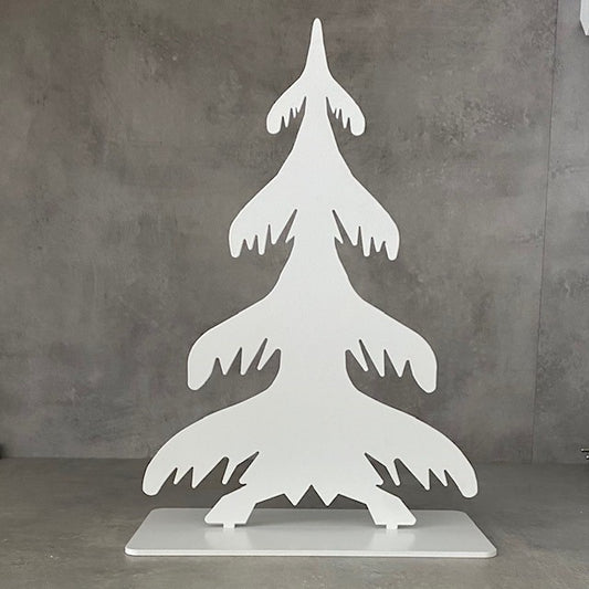 Gran på platta, 25 cm - vit