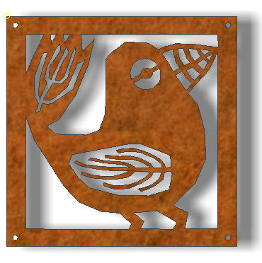 Prydnadsplatta Fågel Fia 13 x 13 - rostig