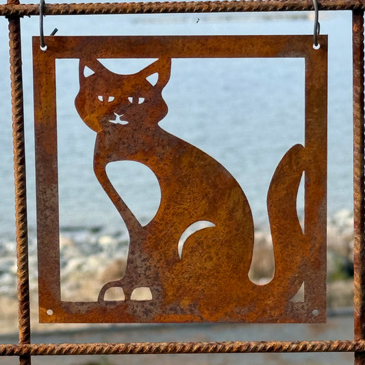 Prydnadsplatta Katten Knut 13 x 13 - rostig