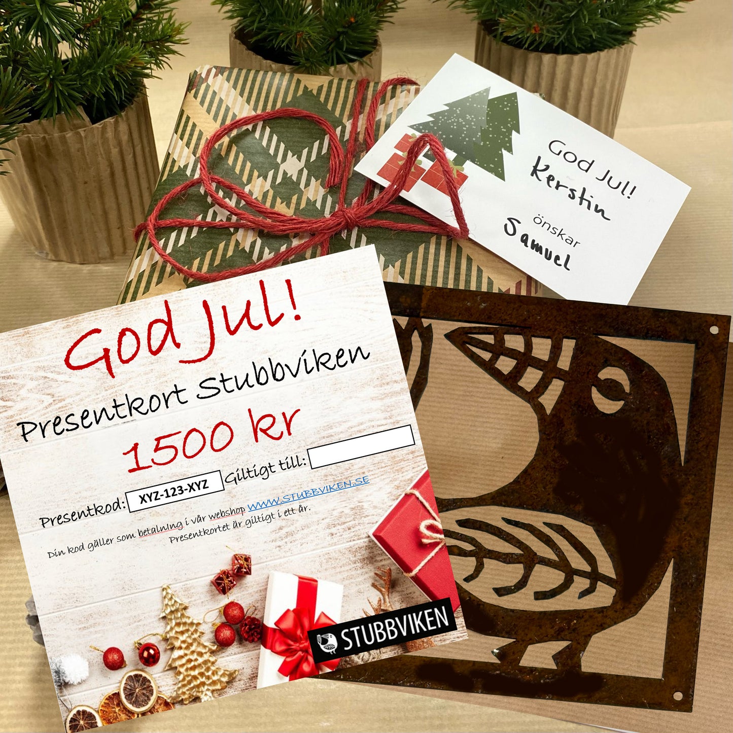 Presentkort Jul Stubbviken med Prydnadsplatta - Skickas till köparens postadress