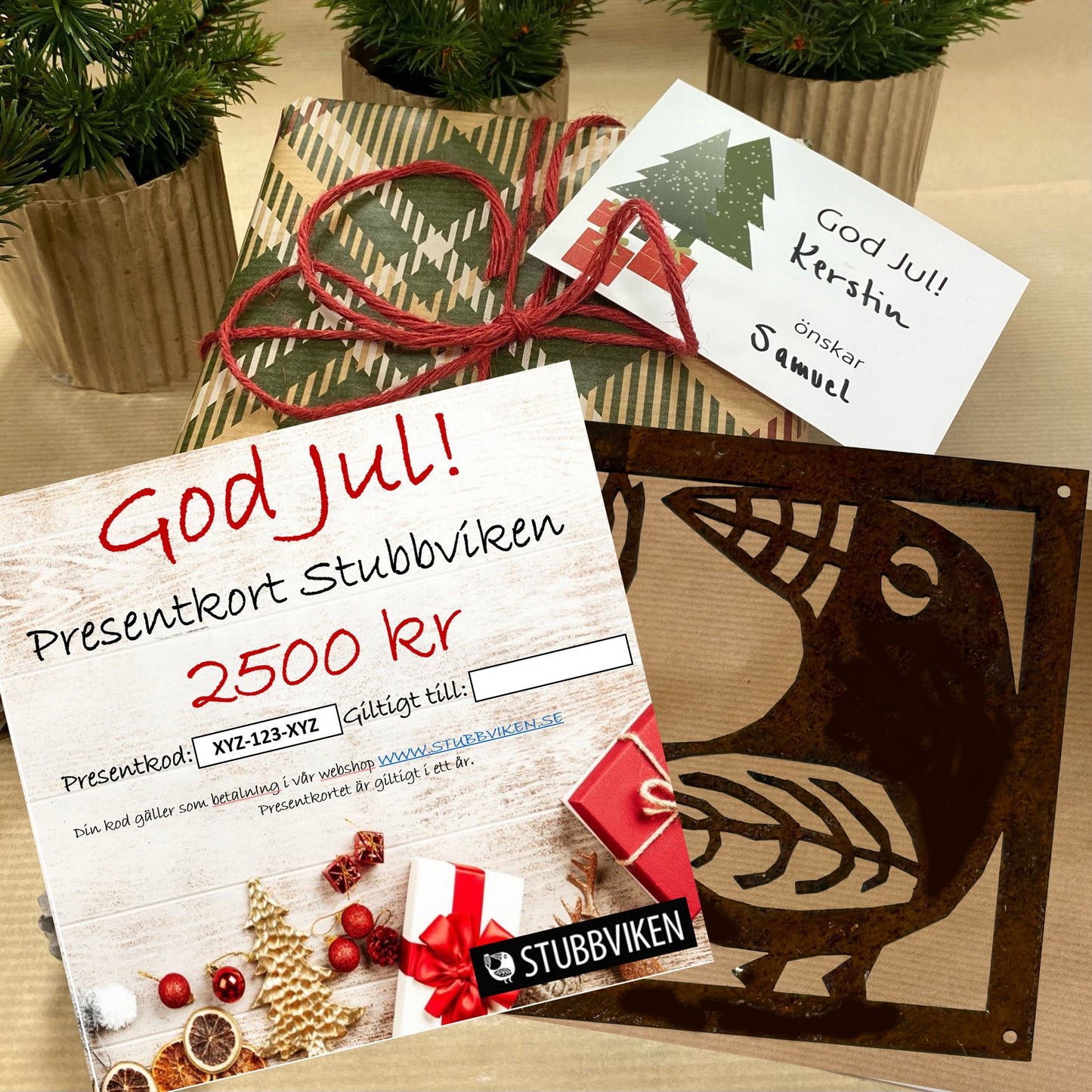 Presentkort Jul Stubbviken med Prydnadsplatta - Skickas till köparens postadress