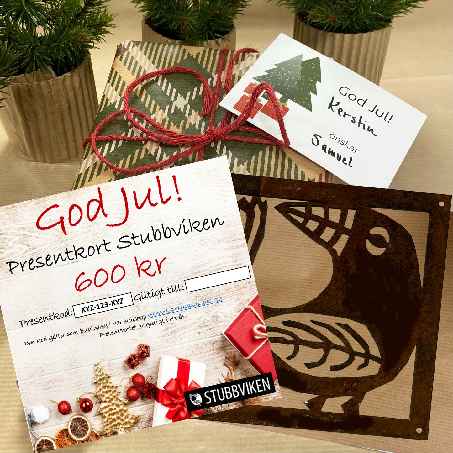 Presentkort Jul Stubbviken med Prydnadsplatta - Skickas till köparens postadress