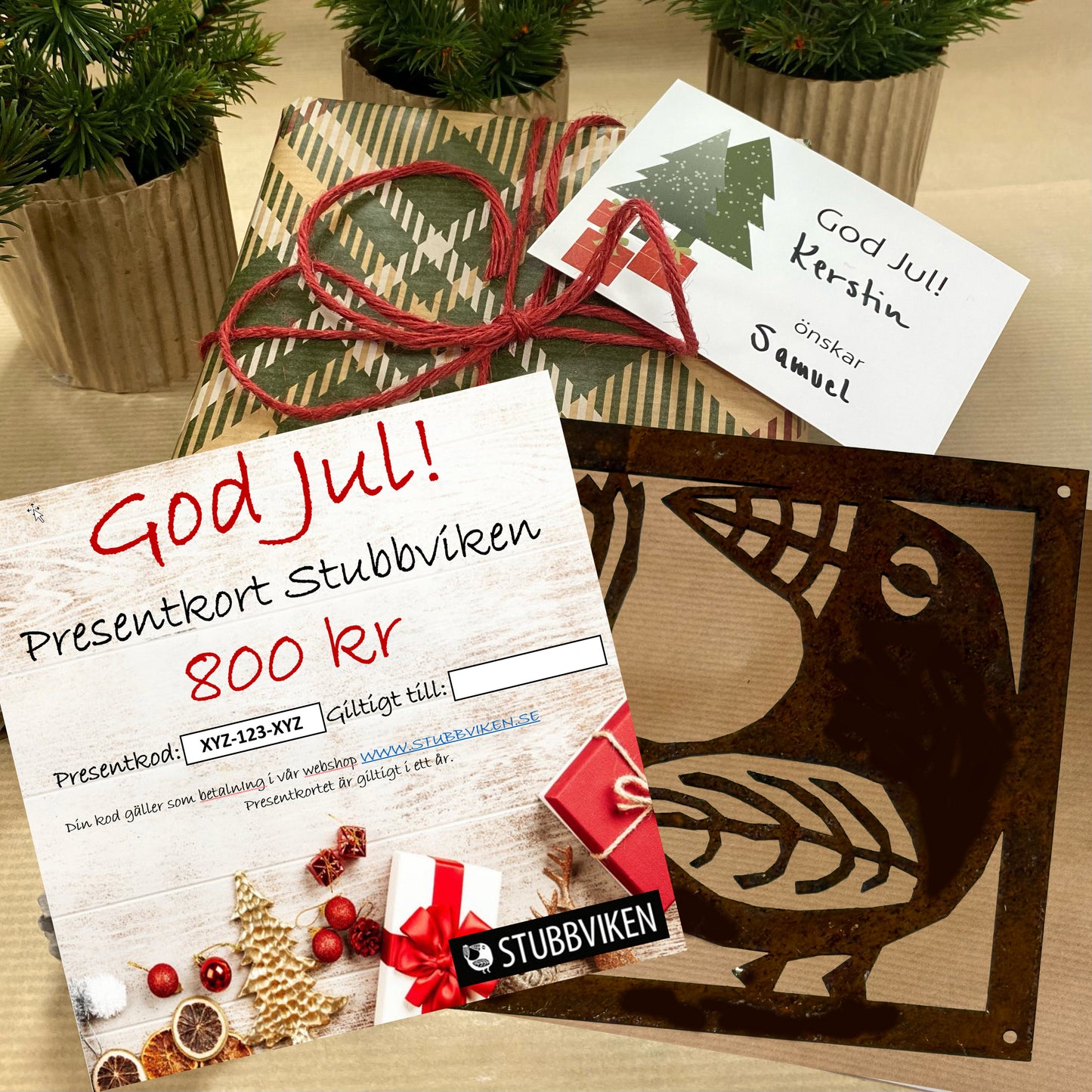 Presentkort Jul Stubbviken med Prydnadsplatta - Skickas till köparens postadress