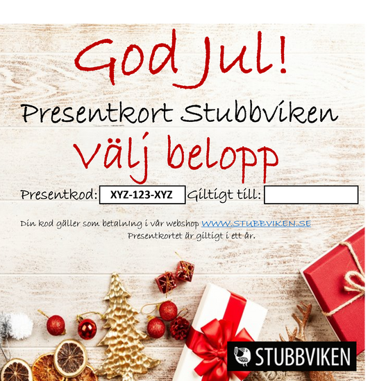 Presentkort Jul Stubbviken - Skickas till köparens postadress