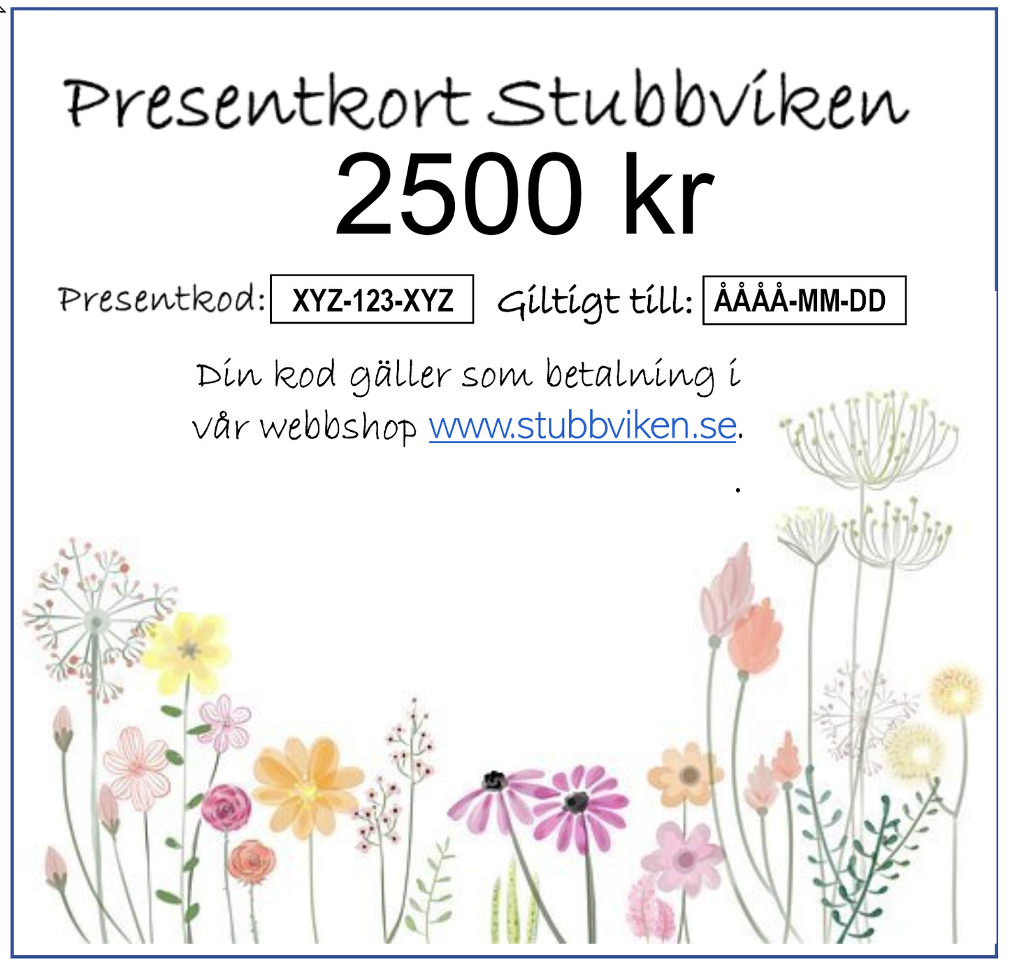 Presentkort Stubbviken - Skickas till köparens e-mail adress