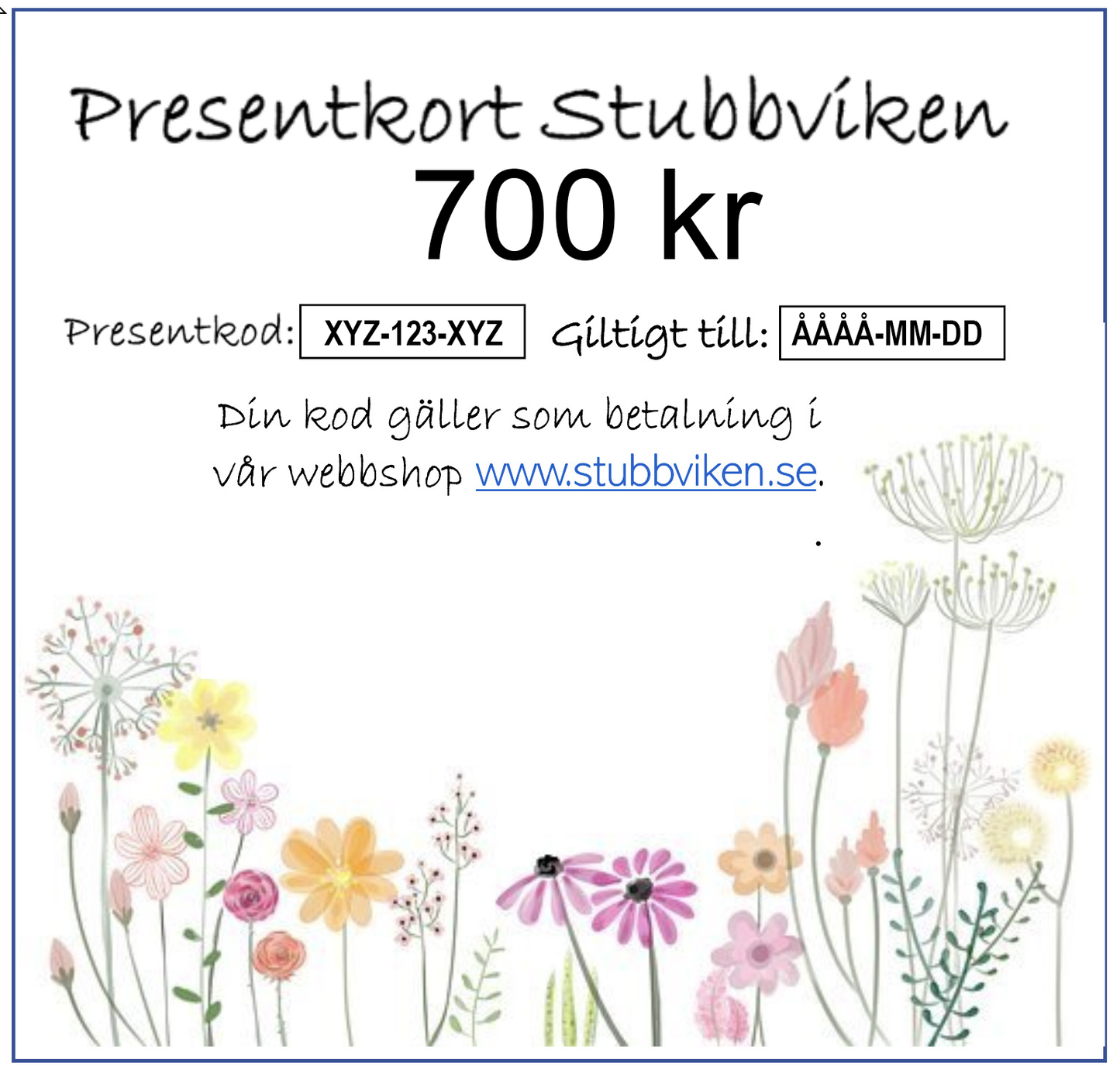 Presentkort Stubbviken - Skickas till köparens e-mail adress