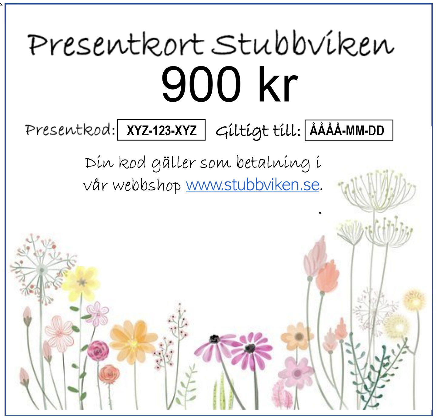 Presentkort Stubbviken - Skickas till köparens e-mail adress